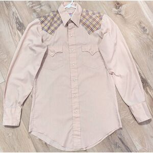 VTG Top Hand Pearl Snap Western Shirt Rockabilly Cowboy Plaid Yoke Men's Small